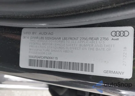 2015 Audi A6 3.0T Premium Plus из США, поврежденный, VIN WAUFGAFC4FN006115